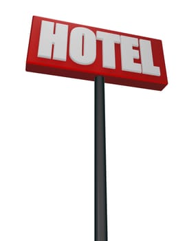 hotel sign on white background - 3d illustration