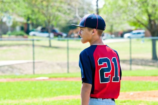 Young teen baseball player