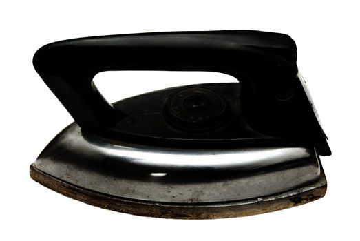 Photo of the vintage iron on the white background