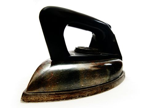 Photo of the rusty iron on the white background