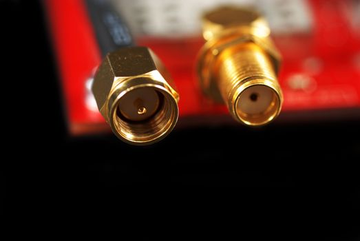 miniature sma connectors for coaxial cable in an electronics board