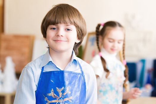 Portrait of a boy, the children learn in art school