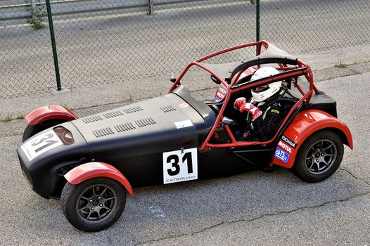 chases of Caterham on the circuit of the Cevennes with Ales in the French department of Gard the May 24th and 25th, 2013. on the starting line before the race