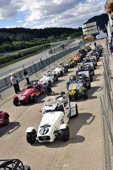 chases of Caterham on the circuit of the Cevennes with Ales in the French department of Gard the May 24th and 25th, 2013. on the starting line before the race