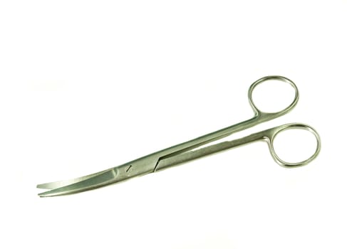 Stainless medical scissors isolated on white background