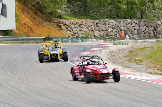 chases of Caterham on the circuit of the Cevennes with Ales in the French department of Gard the May 24th and 25th, 2013. On the circuit