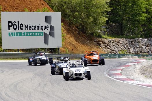 chases of Caterham on the circuit of the Cevennes with Ales in the French department of Gard the May 24th and 25th, 2013. On the circuit