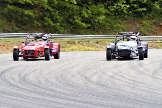 chases of Caterham on the circuit of the Cevennes with Ales in the French department of Gard the May 24th and 25th, 2013. On the circuit