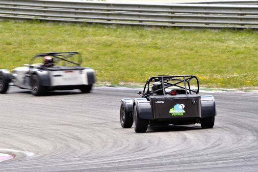 chases of Caterham on the circuit of the Cevennes with Ales in the French department of Gard the May 24th and 25th, 2013. On the circuit