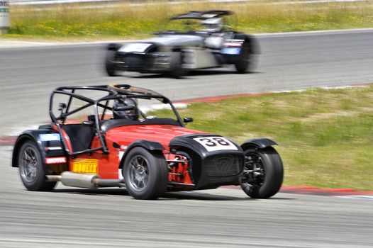 chases of Caterham on the circuit of the Cevennes with Ales in the French department of Gard the May 24th and 25th, 2013. On the circuit