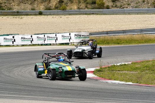 chases of Caterham on the circuit of the Cevennes with Ales in the French department of Gard the May 24th and 25th, 2013. On the circuit