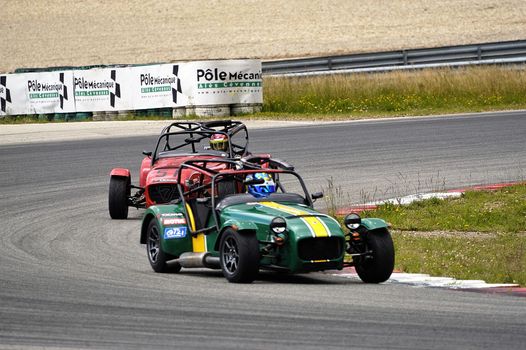 chases of Caterham on the circuit of the Cevennes with Ales in the French department of Gard the May 24th and 25th, 2013. On the circuit