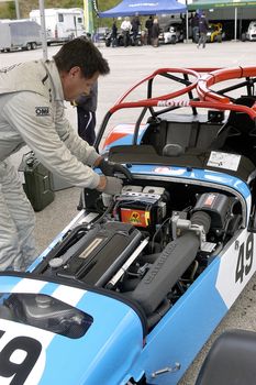 chases of Caterham on the circuit of the Cevennes with Ales in the French department of Gard the May 24th and 25th, 2013. mechanical maintenance