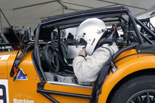 chases of Caterham on the circuit of the Cevennes with Ales in the French department of Gard the May 24th and 25th, 2013. on the starting line before the race