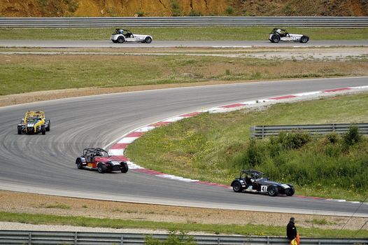 chases of Caterham on the circuit of the Cevennes with Ales in the French department of Gard the May 24th and 25th, 2013. On the circuit