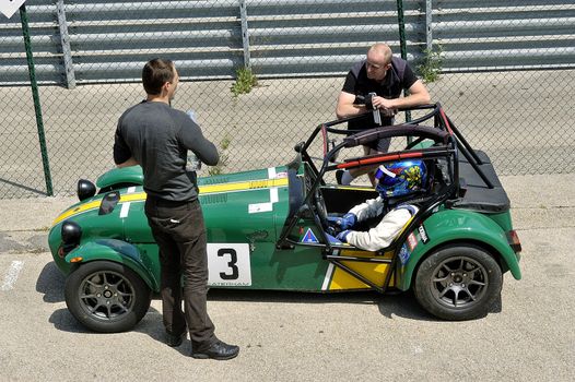 chases of Caterham on the circuit of the Cevennes with Ales in the French department of Gard the May 24th and 25th, 2013. on the starting line before the race