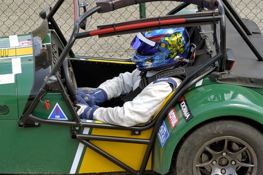 chases of Caterham on the circuit of the Cevennes with Ales in the French department of Gard the May 24th and 25th, 2013. on the starting line before the race