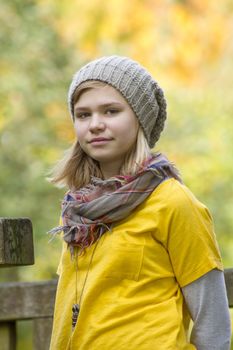 cute little girl in the autumn park