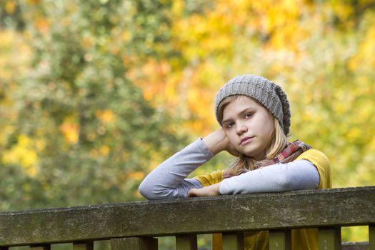 cute little girl in the autumn park