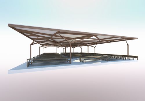 3D Rendered of Canteen,Organic Architecture