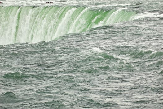 Blue-green water, falling down from Niagara falls.