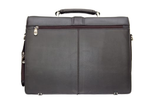 Black leather business suitcase isolated on white background