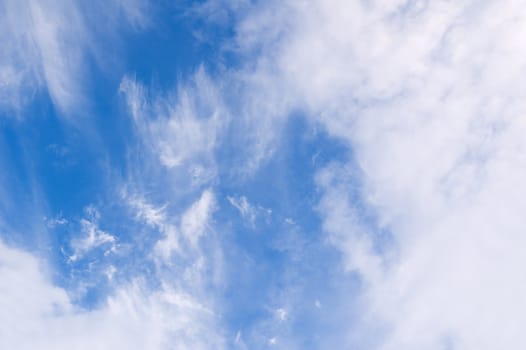 High white clouds on blue sky background