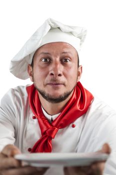 A man chef on a white background