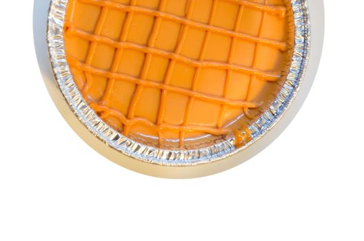 top view  thai tea sponge cake on white background