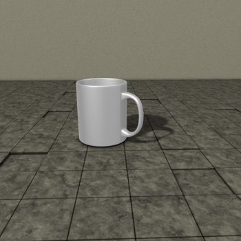 white mug on stone background - 3d illustration