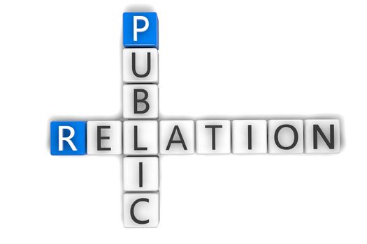 3D Render Crossword concept: Public Relation