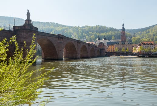 HEIDELBERG, GERMANY - APRIL 25: Medieval bridge leading into old town on 25 April 2013. The bridge was built in 1786