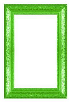 green picture frame. Isolated over white background