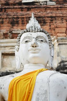 Ancient Buddha statues at Wat Yai Chai Mongkol in Ayutthaya, Thailand 