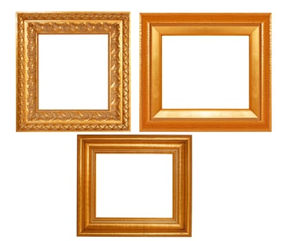 Set of golden vintage frame isolated on white background