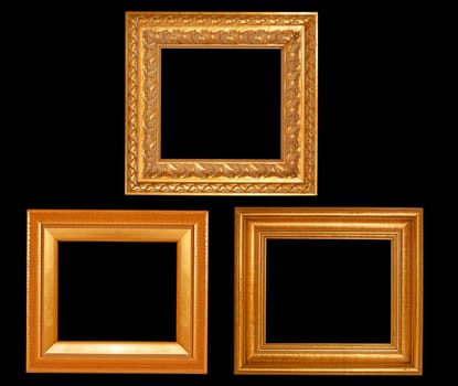 Set of golden vintage frame isolated on white background