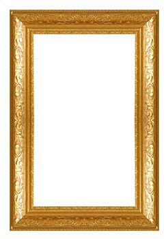 Gold antique frame isolated on white background.