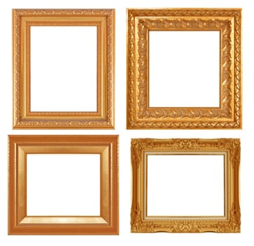 Gold antique frame isolated on gray background.