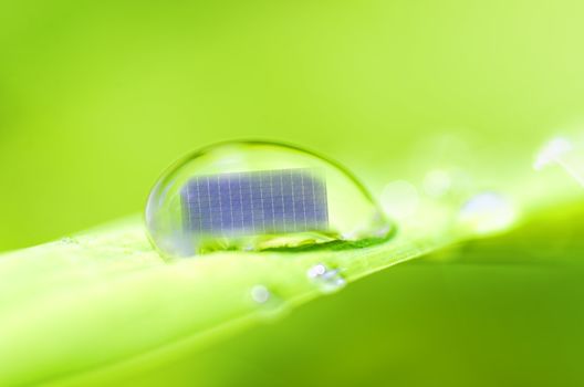 a drop of dew wit solar panel inside