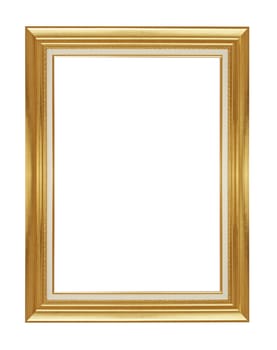 The antique gold frame on the white background