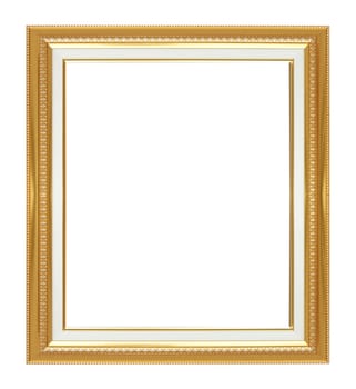 Gold antique frame isolated on white background.