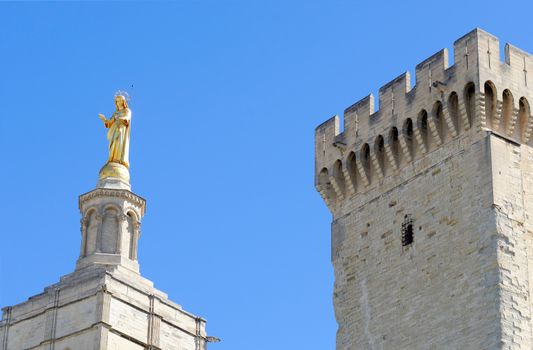 the papal palace in the tow of Avignon