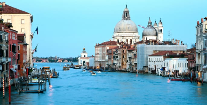 Panorama of Grand Canal in the evening, Venice Italy