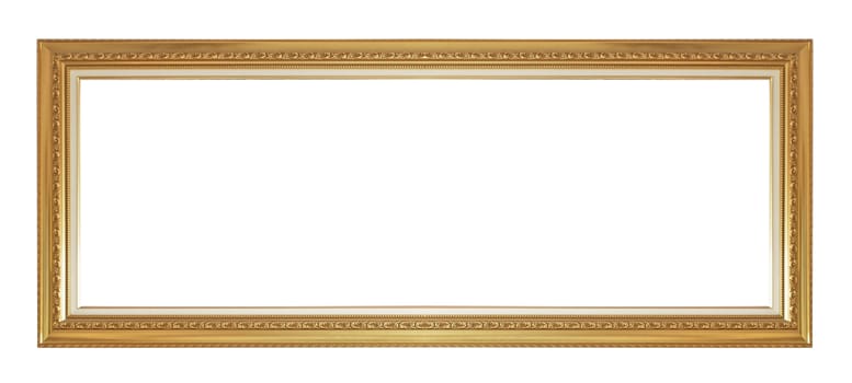 Gold antique frame isolated on gray background.