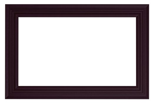 Black vintage wooden frame isolated white background.