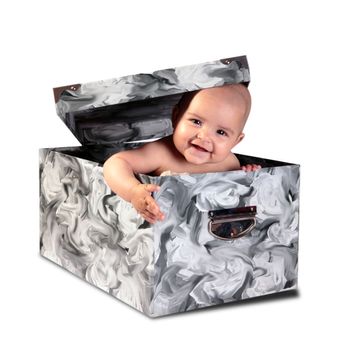 a cute baby inside a present box