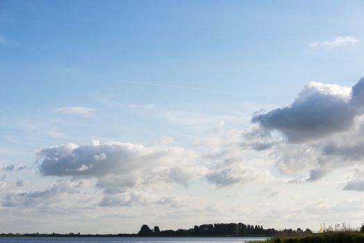 blue sky over the nuldernauw lake