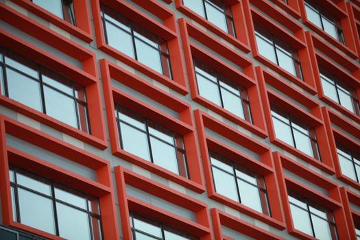 red window of modern building