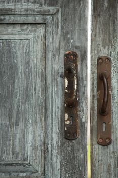 Old door handles close to