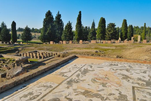 Roman ruins at Italica located in Santiponce, Seville  Spain   The city of Italica was founded in 206 BC by the Romans